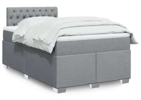 Pat continental cu saltea, gri deschis, 120x200 cm, textil - 1/5