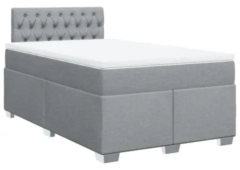 Pat continental cu saltea, gri deschis, 120x200 cm, textil - 2/5