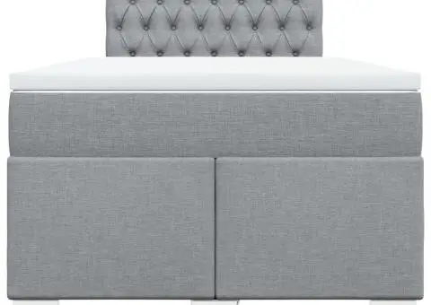 Pat continental cu saltea, gri deschis, 120x200 cm, textil - 4/5