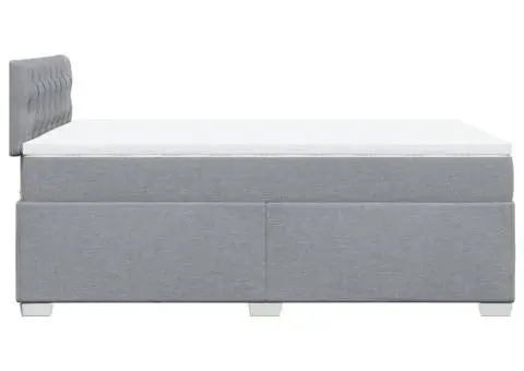 Pat continental cu saltea, gri deschis, 120x200 cm, textil - 5/5