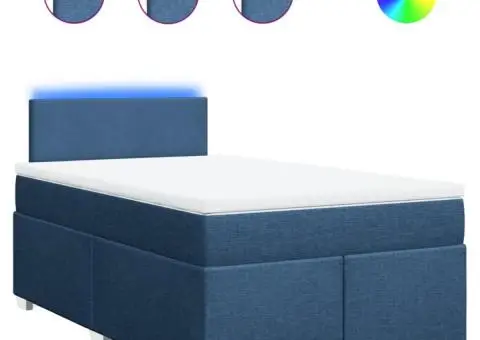 Pat box spring cu saltea, albastru, 120x200 cm, textil - 2/5