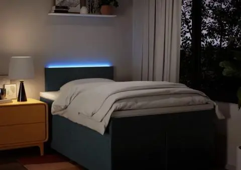 Pat box spring cu saltea, albastru, 120x200 cm, textil - 5/5