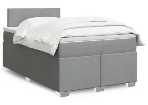 Pat continental cu saltea, gri deschis, 120x200 cm, textil - 1/5