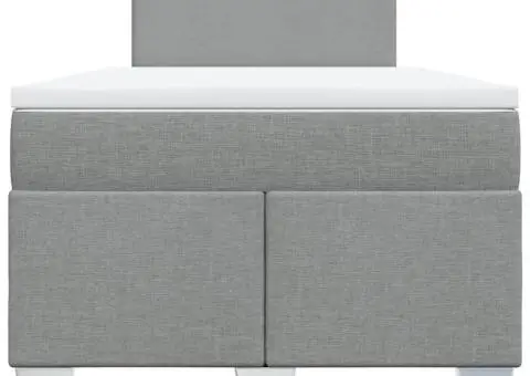 Pat continental cu saltea, gri deschis, 120x200 cm, textil - 4/5