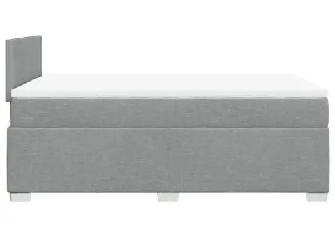 Pat continental cu saltea, gri deschis, 120x200 cm, textil - 5/5