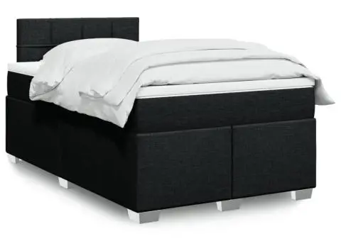 Pat box spring cu saltea, negru, 120x200 cm, textil - 1/5