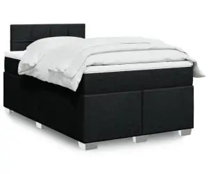 vidaXL Pat box spring cu saltea, negru, 120x200 cm, textil