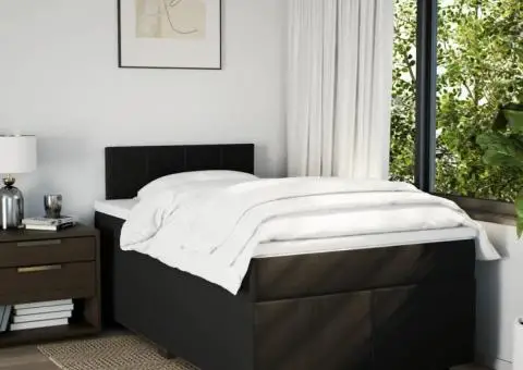 Pat box spring cu saltea, negru, 120x200 cm, textil - 3/5