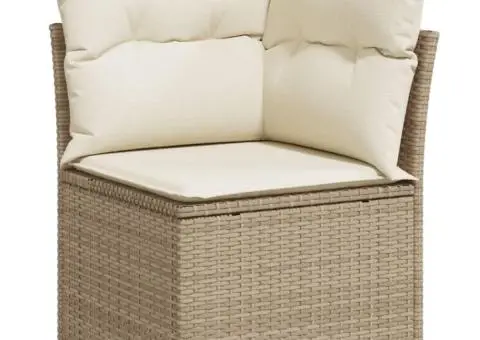 Set canapele de grădină cu perne, 10 piese, bej, poliratan - 4/5