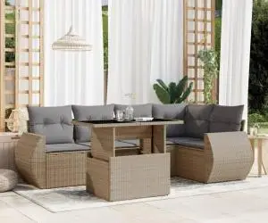 vidaXL Set canapele de grădină cu perne, 6 piese, bej, poliratan