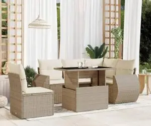 vidaXL Set canapele de grădină cu perne, 6 piese, bej, poliratan