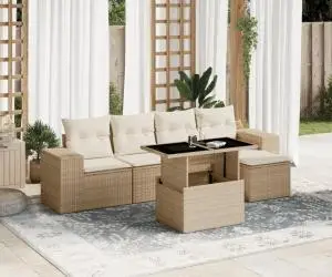 vidaXL Set canapele de grădină cu perne, 6 piese, bej, poliratan