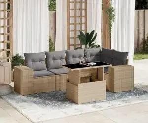 vidaXL Set canapele de grădină cu perne, 6 piese, bej, poliratan