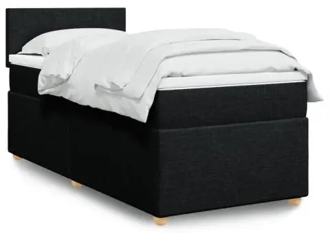 Pat box spring cu saltea, negru, 90x190 cm, textil - 1/5