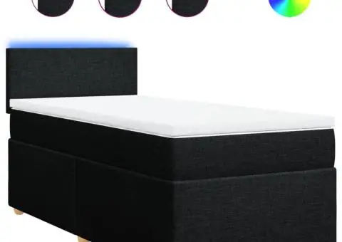 Pat box spring cu saltea, negru, 90x190 cm, textil - 2/5
