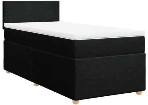 Pat box spring cu saltea, negru, 90x190 cm, textil - 3/5