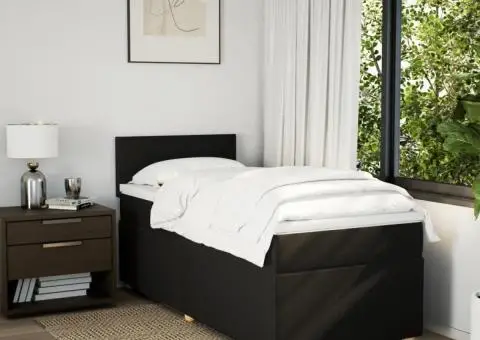 Pat box spring cu saltea, negru, 90x190 cm, textil - 4/5