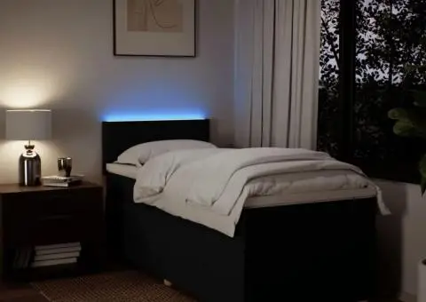 Pat box spring cu saltea, negru, 90x190 cm, textil - 5/5