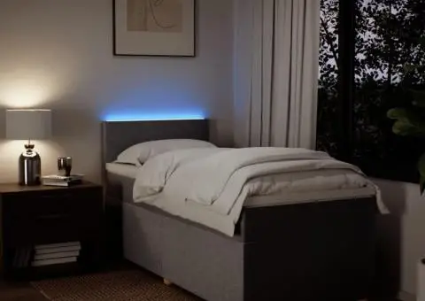 Pat box spring cu saltea, gri taupe, 90x190 cm, textil - 5/5