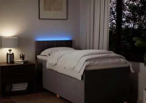 Pat box spring cu saltea, gri taupe, 90x190 cm, textil - 5/5