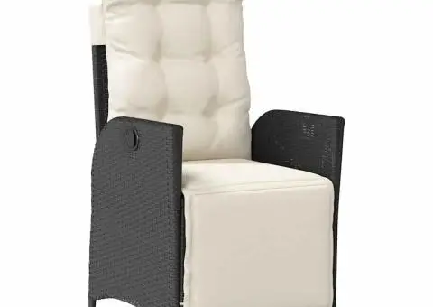 Set mobilier de grădină cu perne, 7 piese, negru, poliratan - 3/5