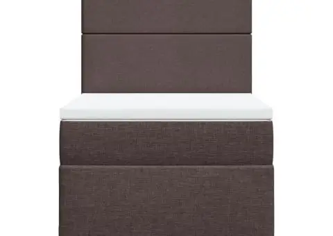 Pat box spring cu saltea, maro închis, 90x200 cm, textil - 4/5