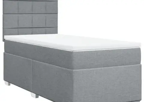 Pat box spring cu saltea, gri deschis, 90x200 cm, textil - 2/5