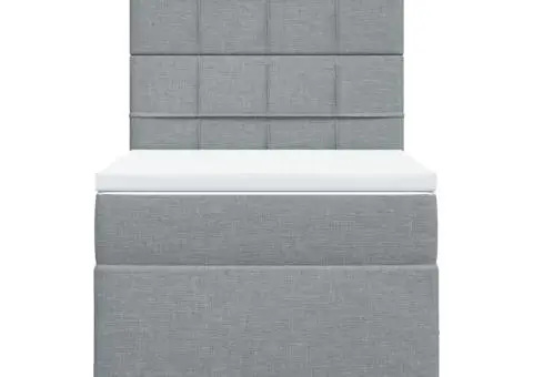 Pat box spring cu saltea, gri deschis, 90x200 cm, textil - 4/5