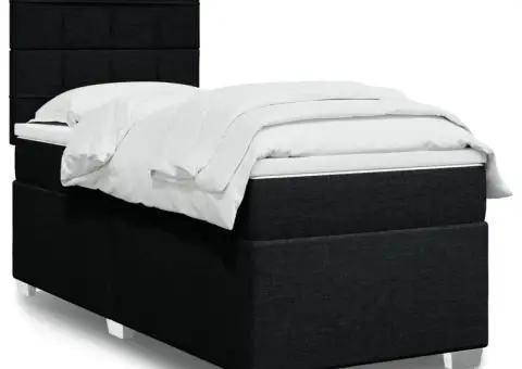 Pat box spring cu saltea, negru, 90x200 cm, textil - 1/5