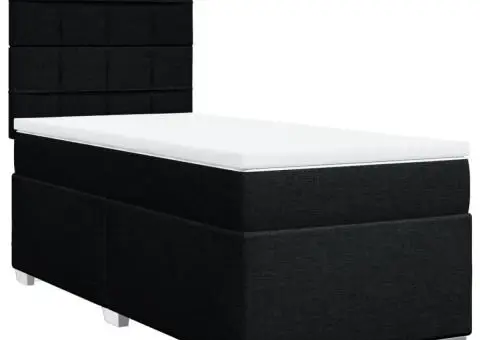 Pat box spring cu saltea, negru, 90x200 cm, textil - 2/5