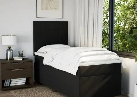 Pat box spring cu saltea, negru, 90x200 cm, textil - 3/5