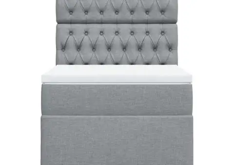 Pat box spring cu saltea, gri deschis, 90x200 cm, textil - 4/5