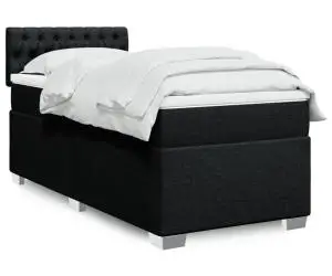 vidaXL Pat box spring cu saltea, negru, 80x200 cm, textil