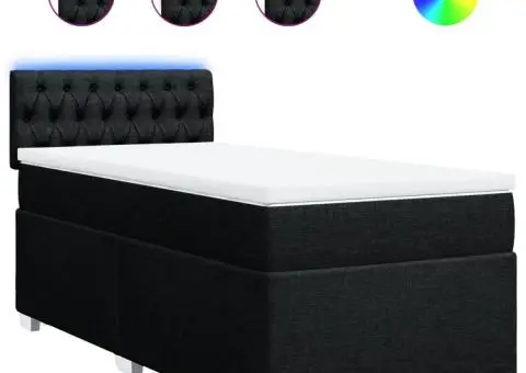 Pat box spring cu saltea, negru, 80x200 cm, textil - 2/5