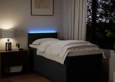 Pat box spring cu saltea, negru, 80x200 cm, textil - 5/5