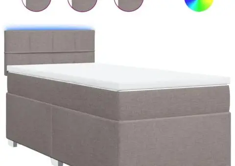 Pat box spring cu saltea, gri taupe, 90x190 cm, textil - 2/5