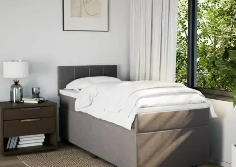 Pat box spring cu saltea, gri taupe, 90x190 cm, textil - 4/5