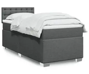 vidaXL Pat box spring cu saltea, gri închis, 100x200 cm, textil
