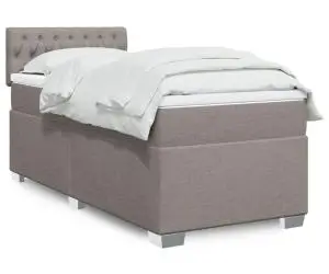 vidaXL Pat box spring cu saltea, gri taupe, 80x200 cm, textil