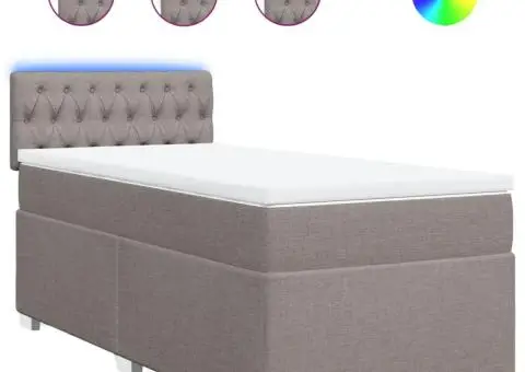 Pat box spring cu saltea, gri taupe, 80x200 cm, textil - 2/5