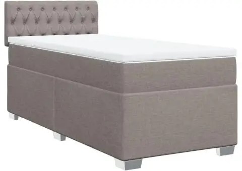 Pat box spring cu saltea, gri taupe, 80x200 cm, textil - 3/5