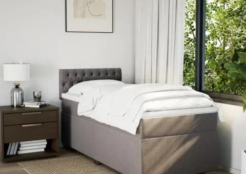 Pat box spring cu saltea, gri taupe, 80x200 cm, textil - 4/5