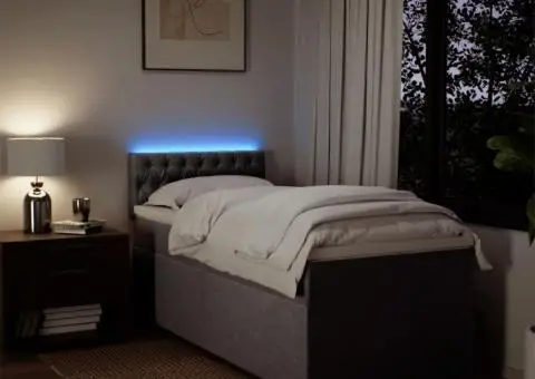 Pat box spring cu saltea, gri taupe, 80x200 cm, textil - 5/5