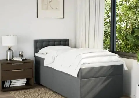 Pat box spring cu saltea, gri închis, 90x190 cm, textil - 4/5