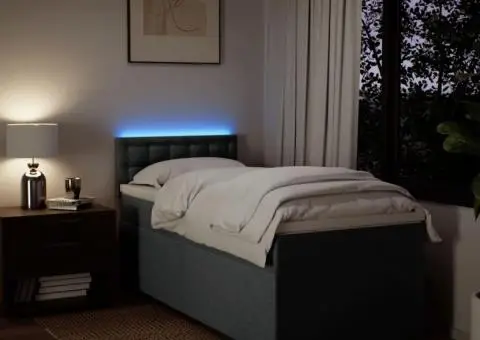 Pat box spring cu saltea, gri închis, 90x190 cm, textil - 5/5