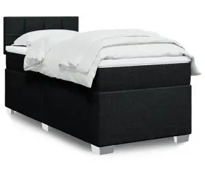 vidaXL Pat box spring cu saltea, negru, 90x190 cm, textil