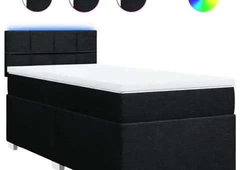 Pat box spring cu saltea, negru, 90x190 cm, textil - 2/5