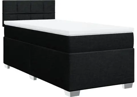 Pat box spring cu saltea, negru, 90x190 cm, textil - 3/5