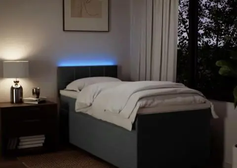 Pat box spring cu saltea, gri închis, 90x200 cm, textil - 5/5