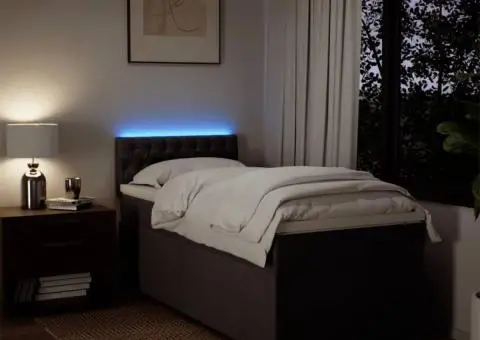 Pat box spring cu saltea, maro închis, 100x200 cm, textil - 5/5